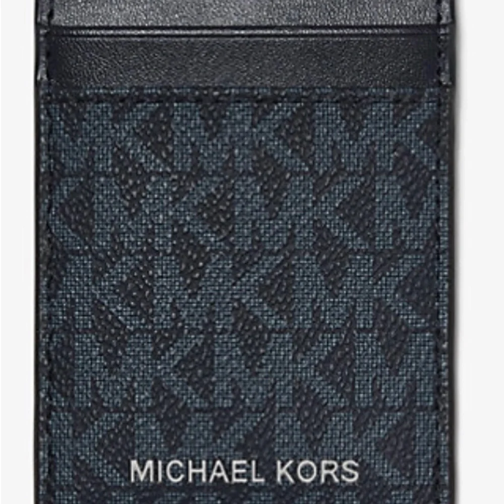 Michael Kors Blue Logo Card Case Gift Box includes Money Clip - Picture 2 of 3